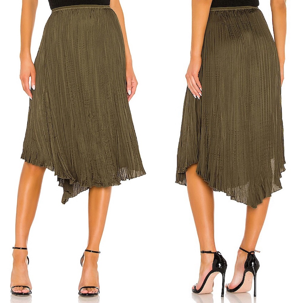 Vince Crushed Drape Skirt in Mineral Pine S NWT